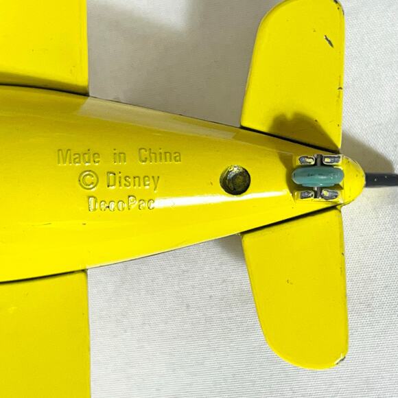 Vintage Disney DecoPac Mickey Mouse Flying Airplane Die Cast Toy Yellow 1981 - Picture 15 of 16